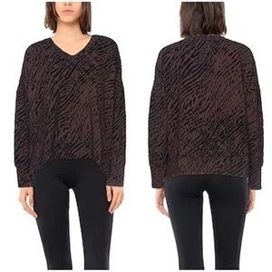 Majestic Filatures Velvet Zebra Print Textured Stretch Sweatshirt in Cocoa Brown